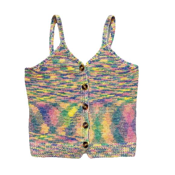 RSQ Tank Top Women’s MEDMulticolor Rainbow Hippie Preppy Knit Boho Beach Coastal - Picture 1 of 4